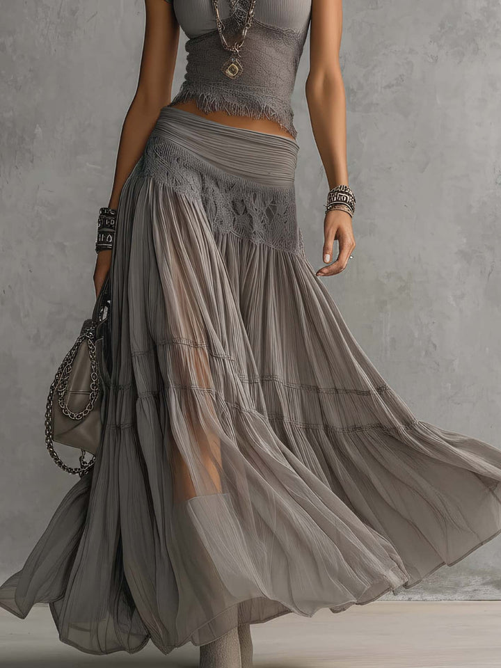 Amber - Lace Pleated Maxi Set
