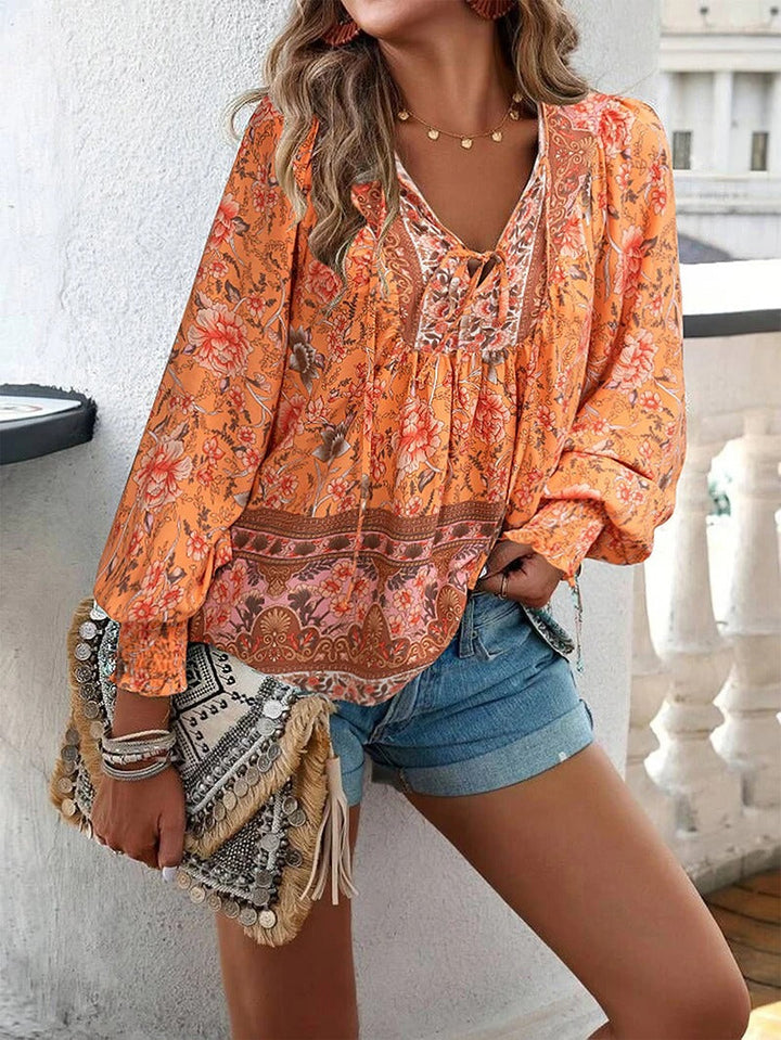 Marzena | Women’s Floral Long Sleeve Boho Blouse