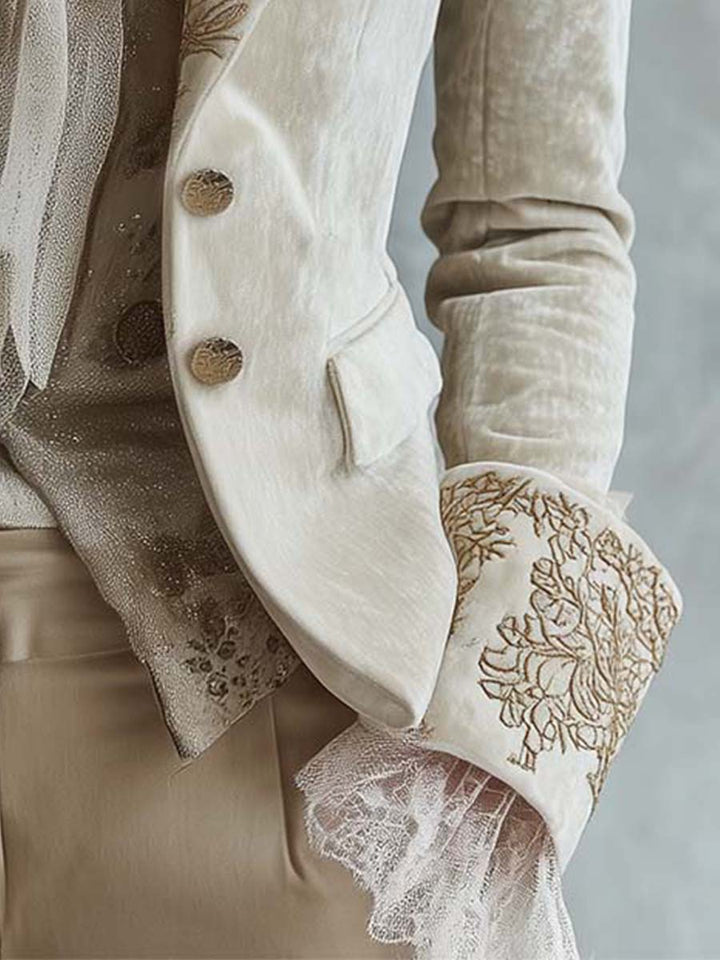 Genevieve | Ivory Embroidered Blazer