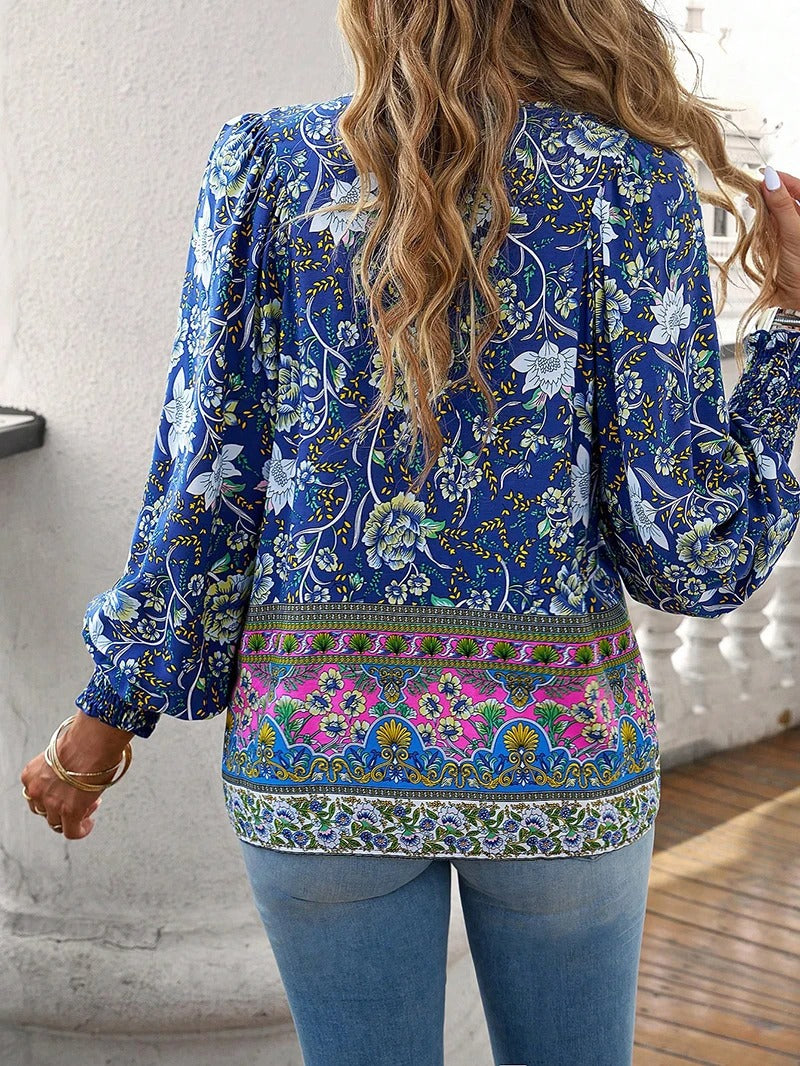 Marzena | Women’s Floral Long Sleeve Boho Blouse