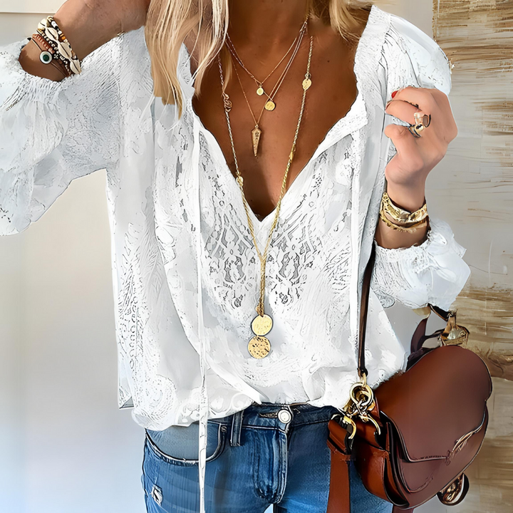Sophia | Women Elegant Boho V Neck Blouse