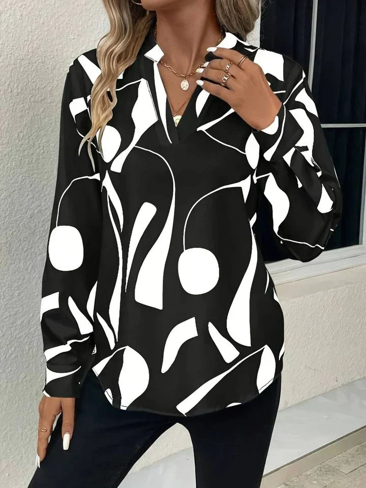 Linnea| Women’s Long Sleeve Print Blouse