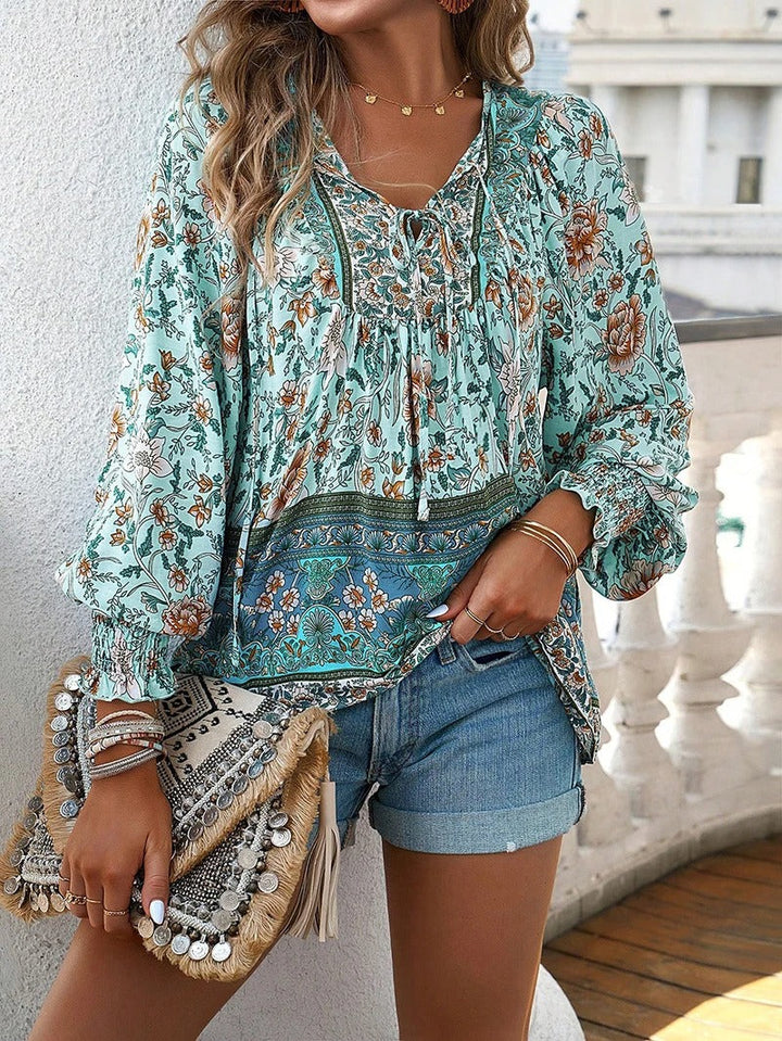 Marzena | Women’s Floral Long Sleeve Boho Blouse