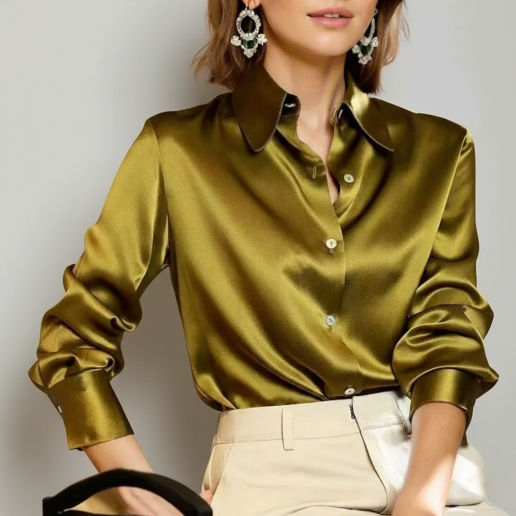 Marisol | Women’s Satin Long Sleeve Blouse