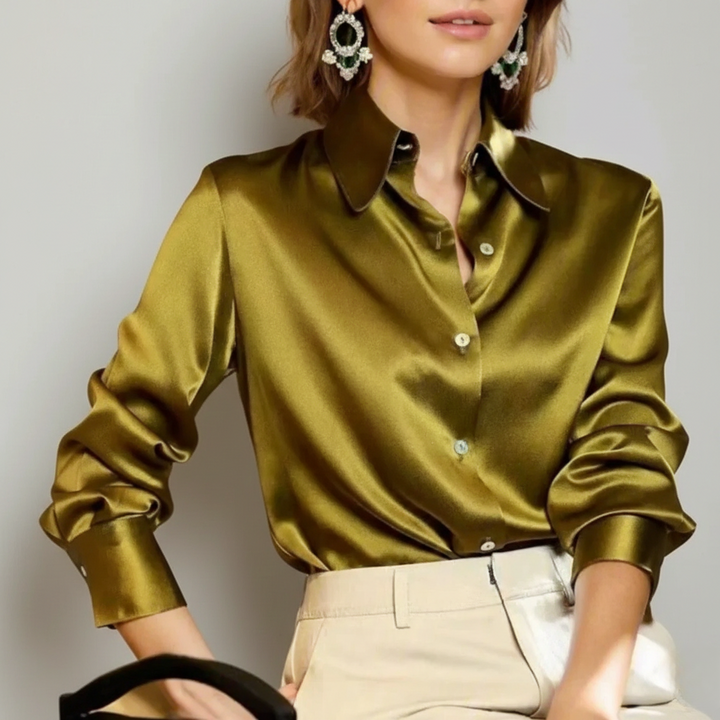 Marisol | Women’s Satin Long Sleeve Blouse