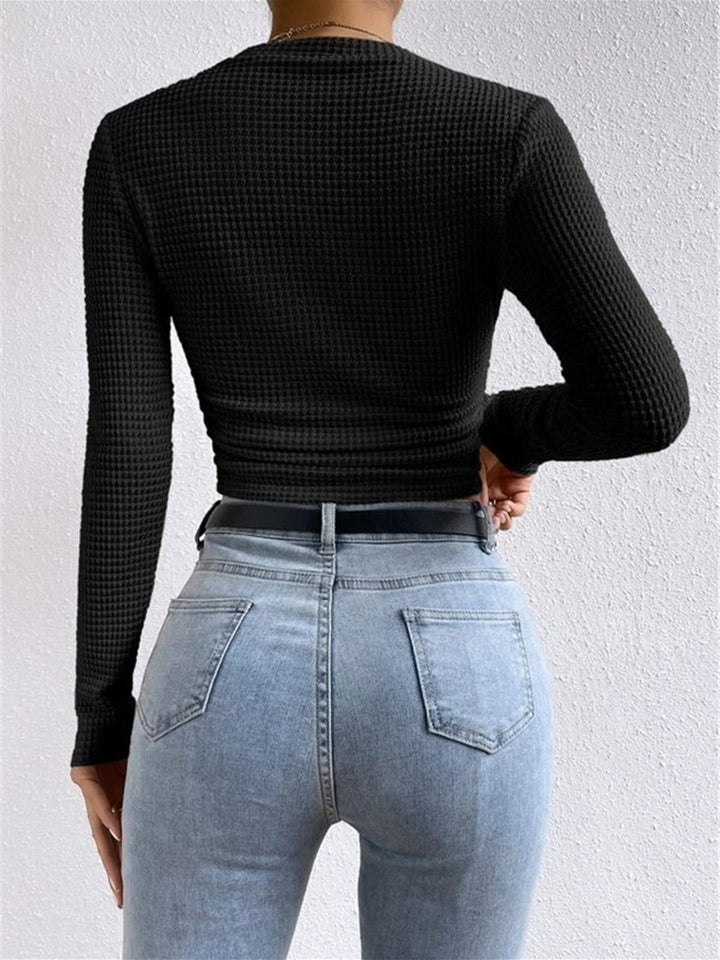 Danae | Women’s Textured Long Sleeve Crop Top