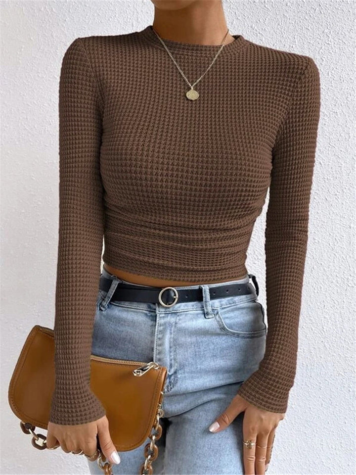 Danae | Women’s Textured Long Sleeve Crop Top