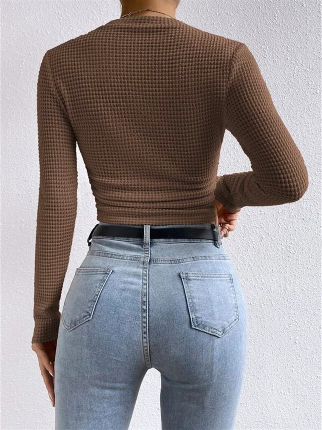 Danae | Women’s Textured Long Sleeve Crop Top