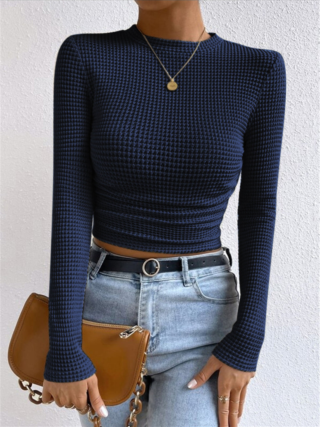 Danae | Women’s Textured Long Sleeve Crop Top