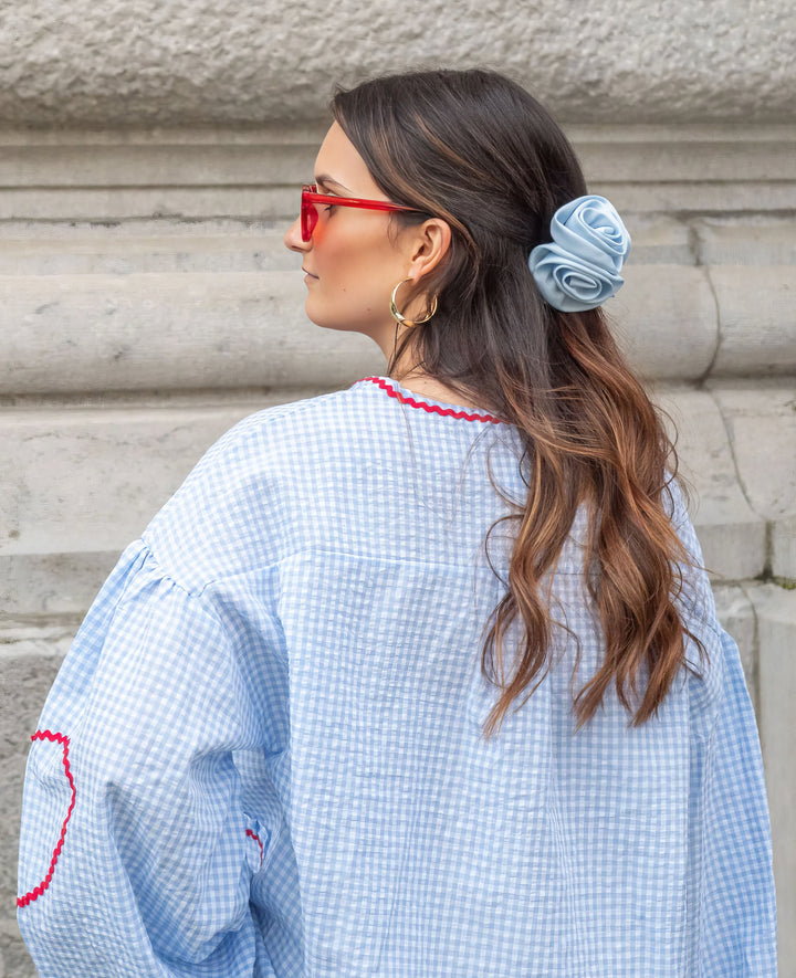 Cressida | Women’s Gingham Heart Print Tie Front Blouse