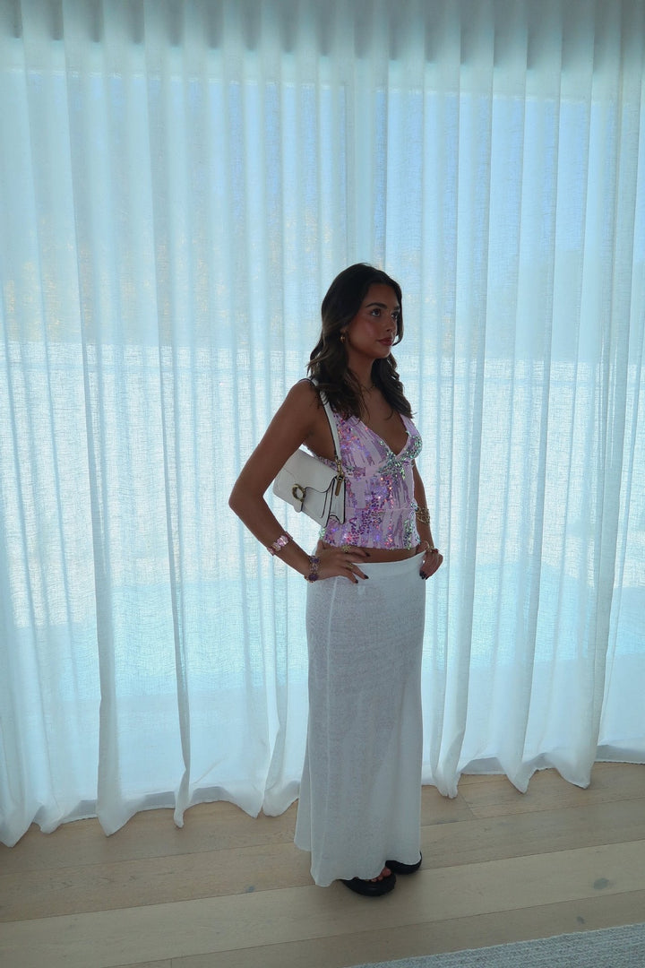 Darya | Women’s Sleeveless Sequin V Neck Top