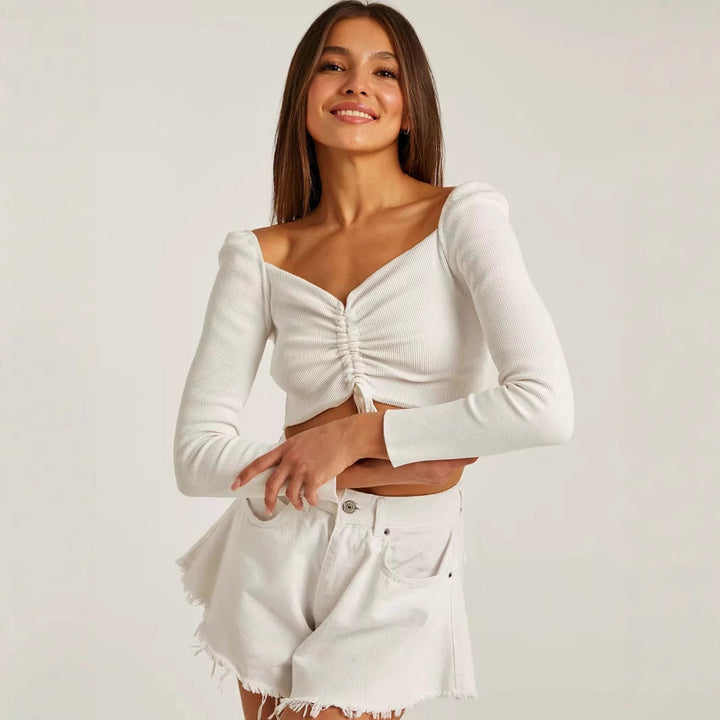 Lilou | Women’s Ruched Long Sleeve Crop Top