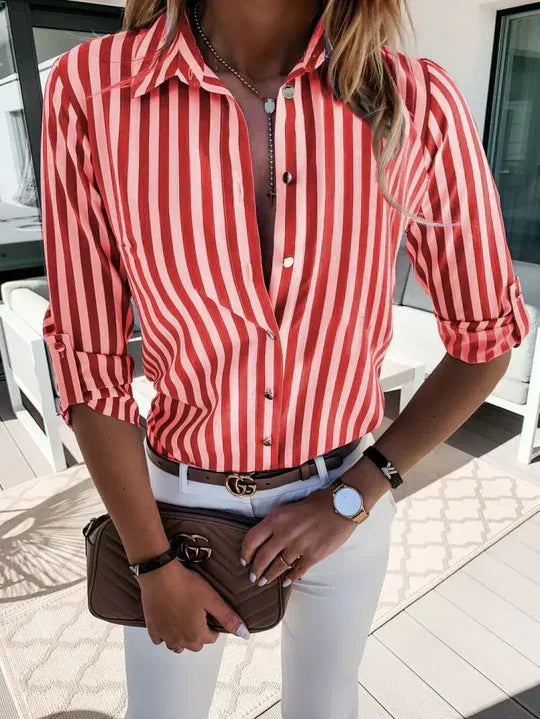 Ylva | Women's Chic Striped Long Sleeve Blouse