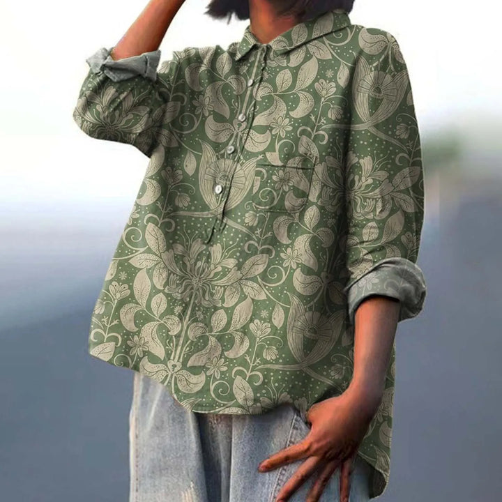Amalina | Women’s Long Sleeve Floral Print Button Down Blouse