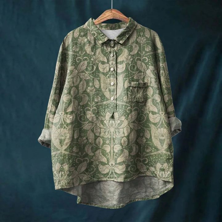 Amalina | Women’s Long Sleeve Floral Print Button Down Blouse