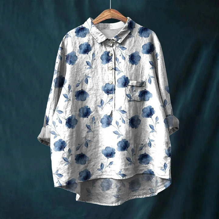 Amalina | Women’s Long Sleeve Floral Print Button Down Blouse
