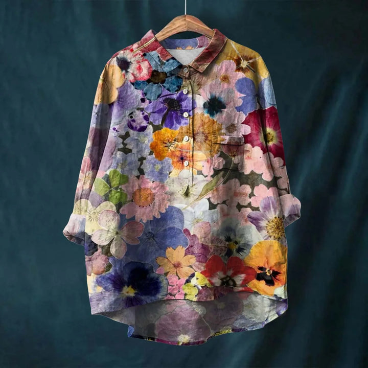 Amalina | Women’s Long Sleeve Floral Print Button Down Blouse