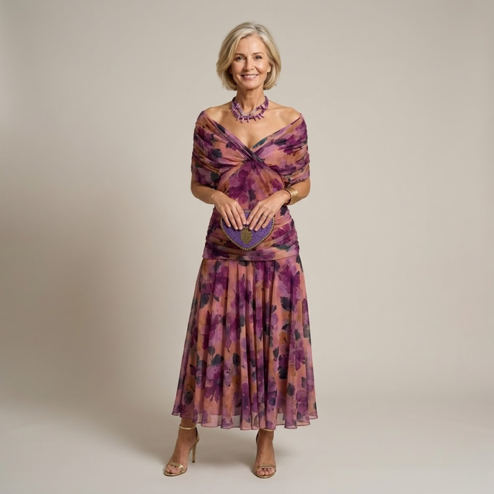 Sophia - Elegant Floral Pleated Dress