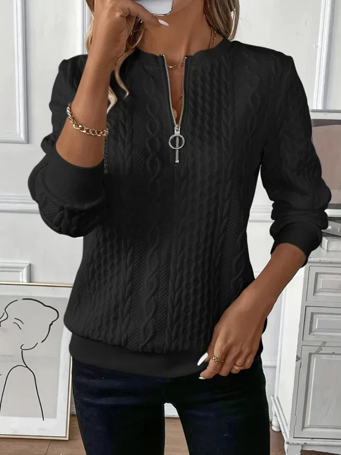 Norabelle | Cable Knit Zip Jumper