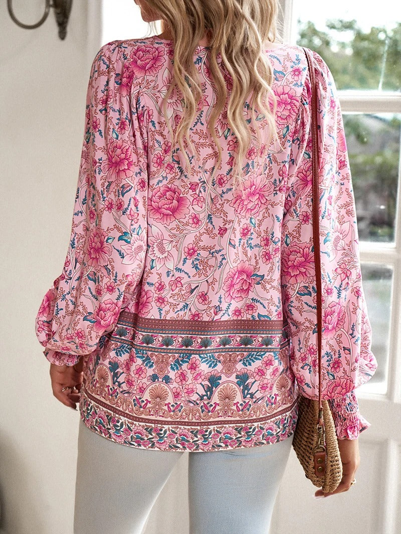 Marzena | Women’s Floral Long Sleeve Boho Blouse