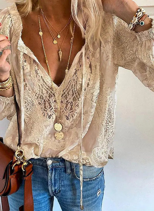 Sophia | Women Elegant Boho V Neck Blouse