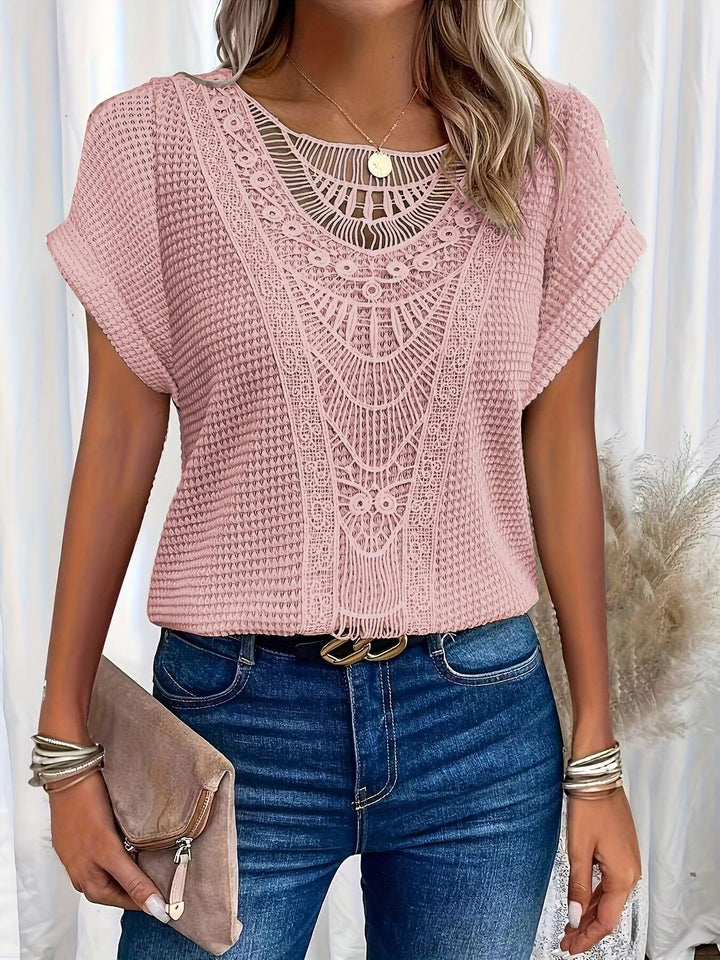 Svea | Women’s Crochet Knit Short Sleeve Top