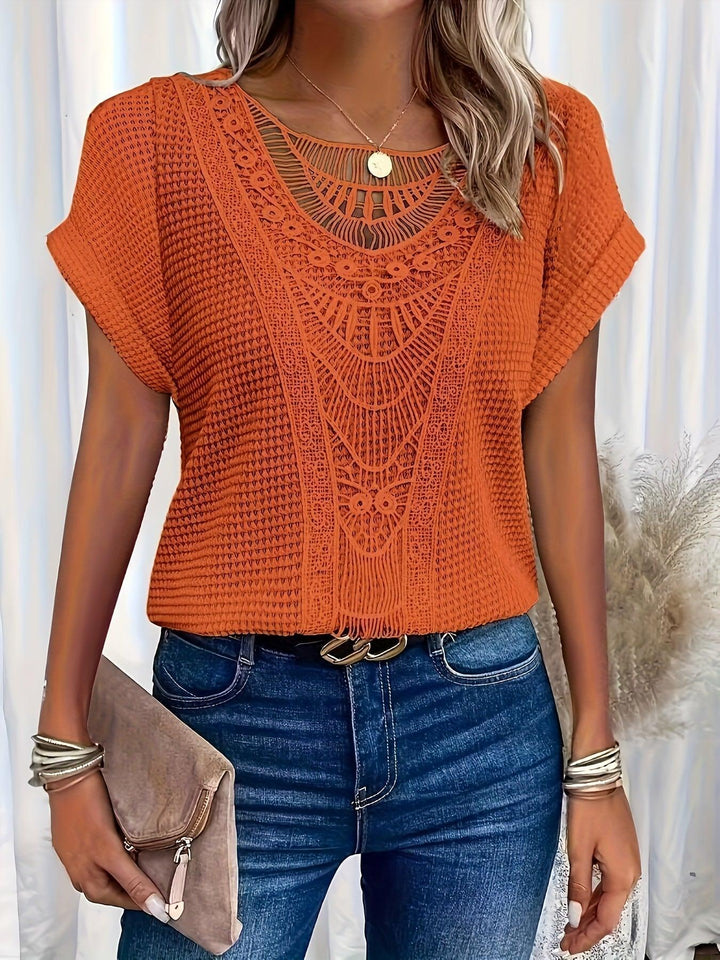 Svea | Women’s Crochet Knit Short Sleeve Top