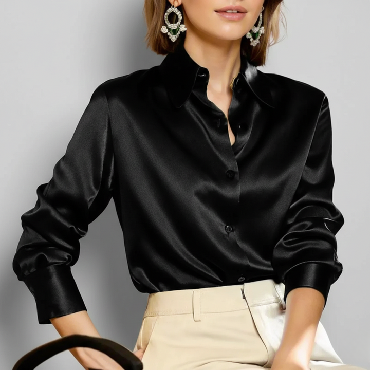 Marisol | Women’s Satin Long Sleeve Blouse