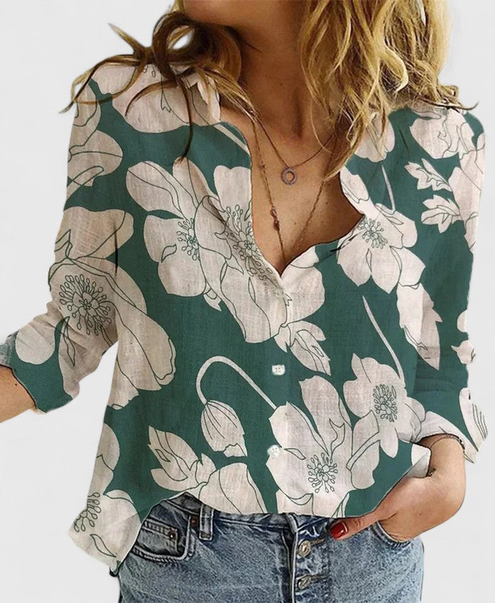 Daisy | Women’s Linen V Neck Button Blouse