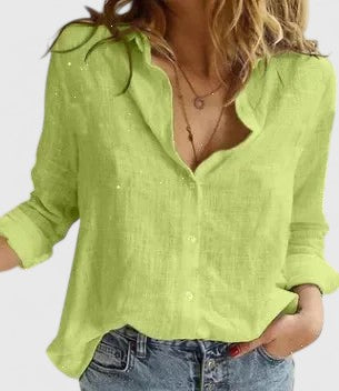 Daisy | Women’s Linen V Neck Button Blouse