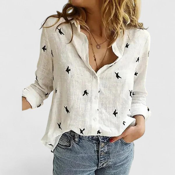 Daisy | Women’s Linen V Neck Button Blouse