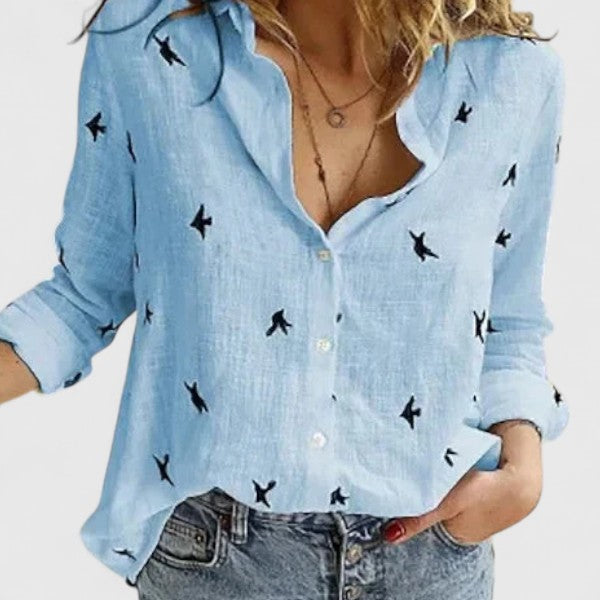 Daisy | Women’s Linen V Neck Button Blouse