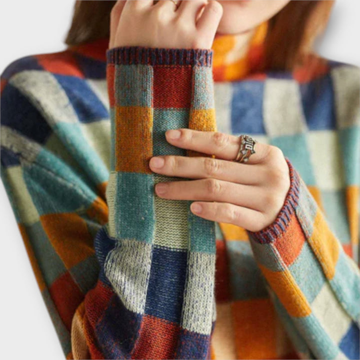 Erika - Patchwork Turtleneck Jumper