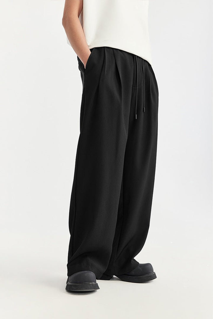 Theo | Men's Linen Wide Leg Drawstring Trousers Pleated