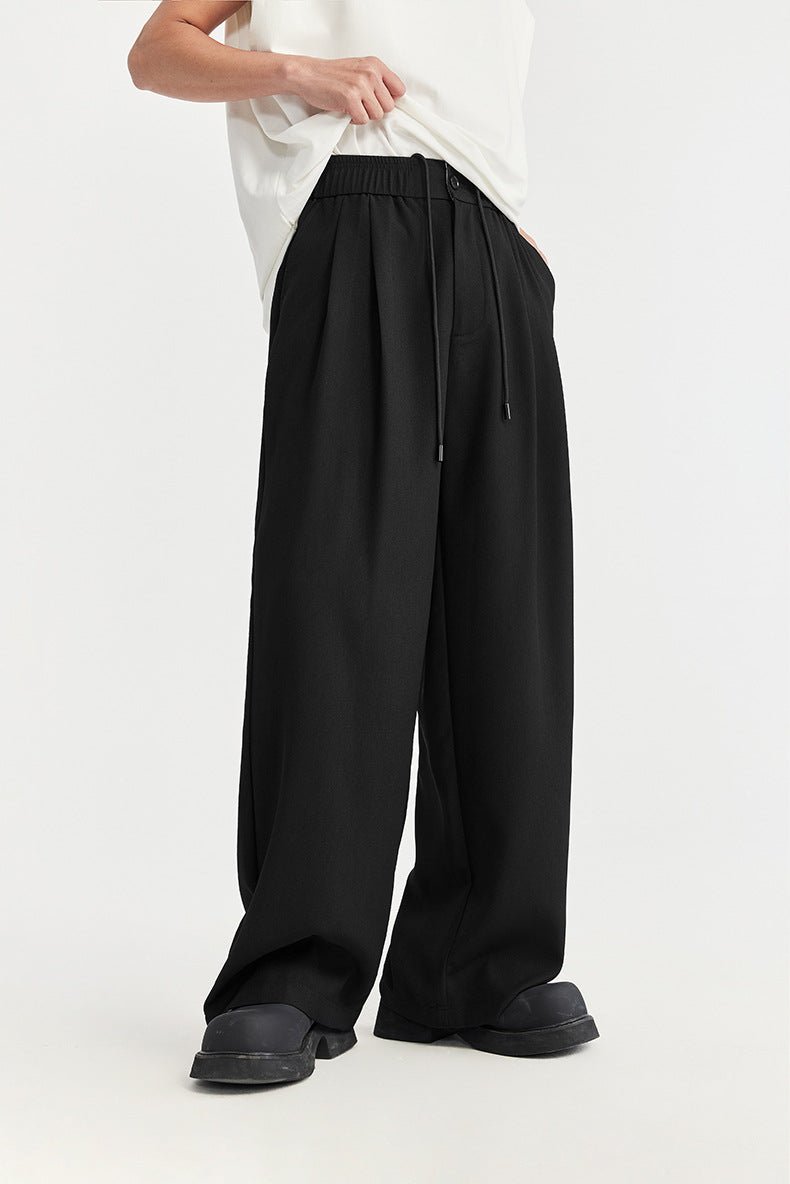 Theo | Men's Linen Wide Leg Drawstring Trousers Pleated