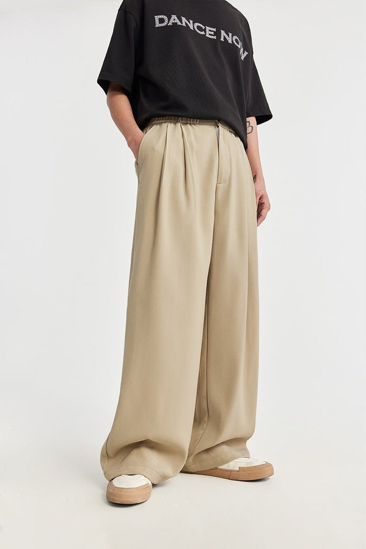 Theo | Men's Linen Wide Leg Drawstring Trousers Pleated