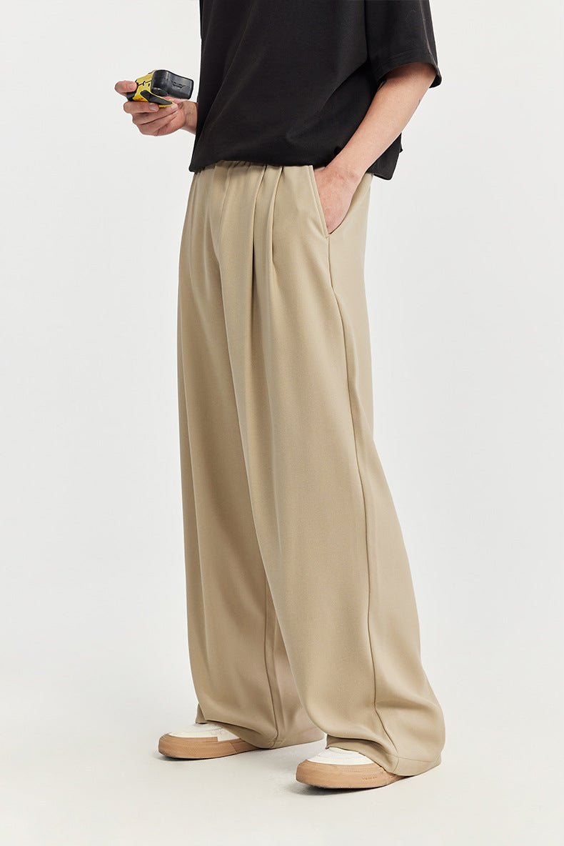 Theo | Men's Linen Wide Leg Drawstring Trousers Pleated