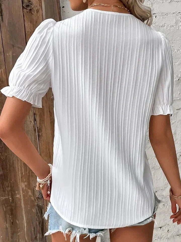 Grace | Plus Size Blouse Lace Trim V-Neck Short Sleeve Women