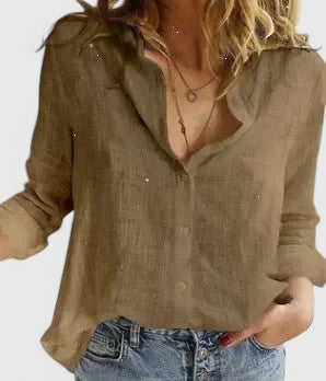 Daisy | Women’s Linen V Neck Button Blouse