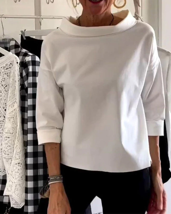 Olivia | Women's Bateau Neck 3/4 Sleeve Relaxed-Fit Top