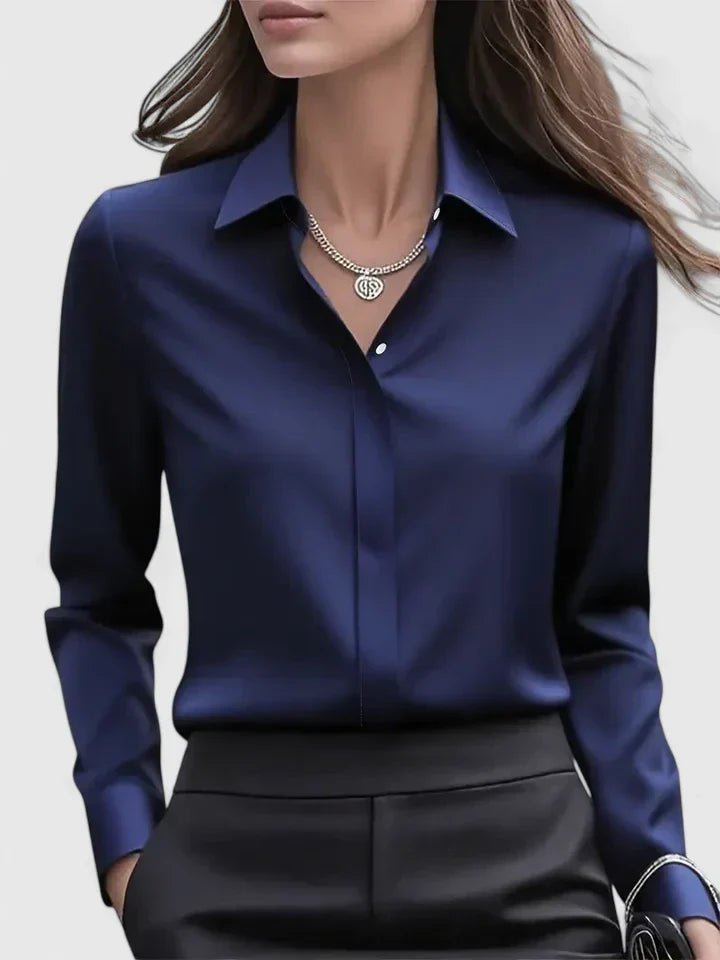 Lily | Women's Concealed Placket Satin Button-Down Shirt