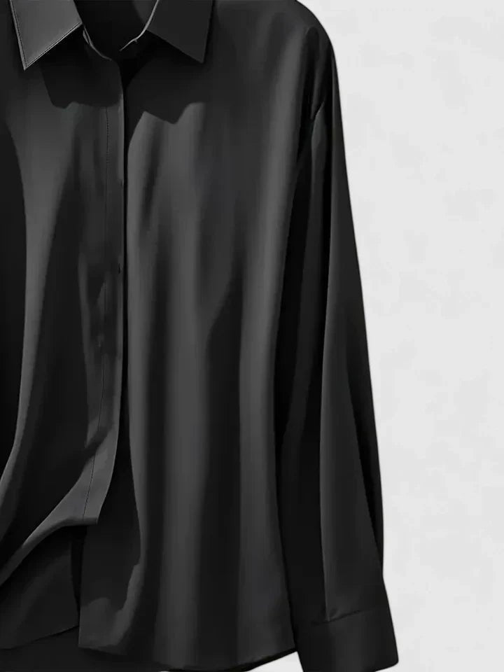 Lily | Women's Concealed Placket Satin Button-Down Shirt