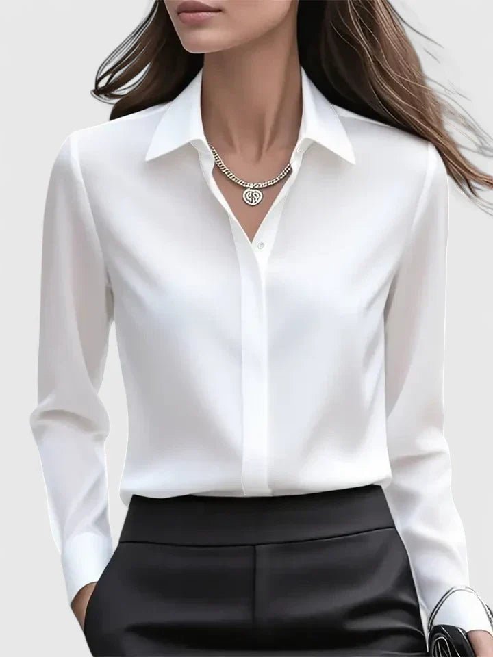 Lily | Women's Concealed Placket Satin Button-Down Shirt