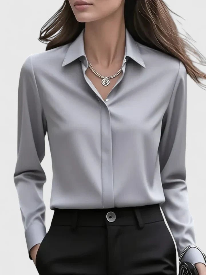 Lily | Women's Concealed Placket Satin Button-Down Shirt