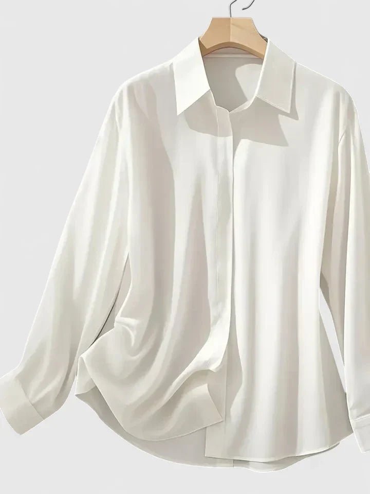 Lily | Women's Concealed Placket Satin Button-Down Shirt