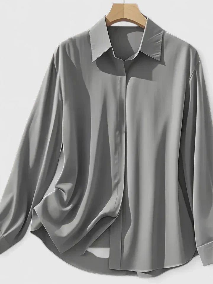 Lily | Women's Concealed Placket Satin Button-Down Shirt