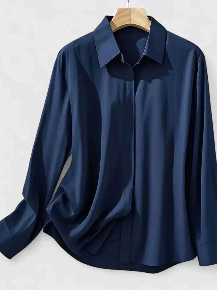 Lily | Women's Concealed Placket Satin Button-Down Shirt