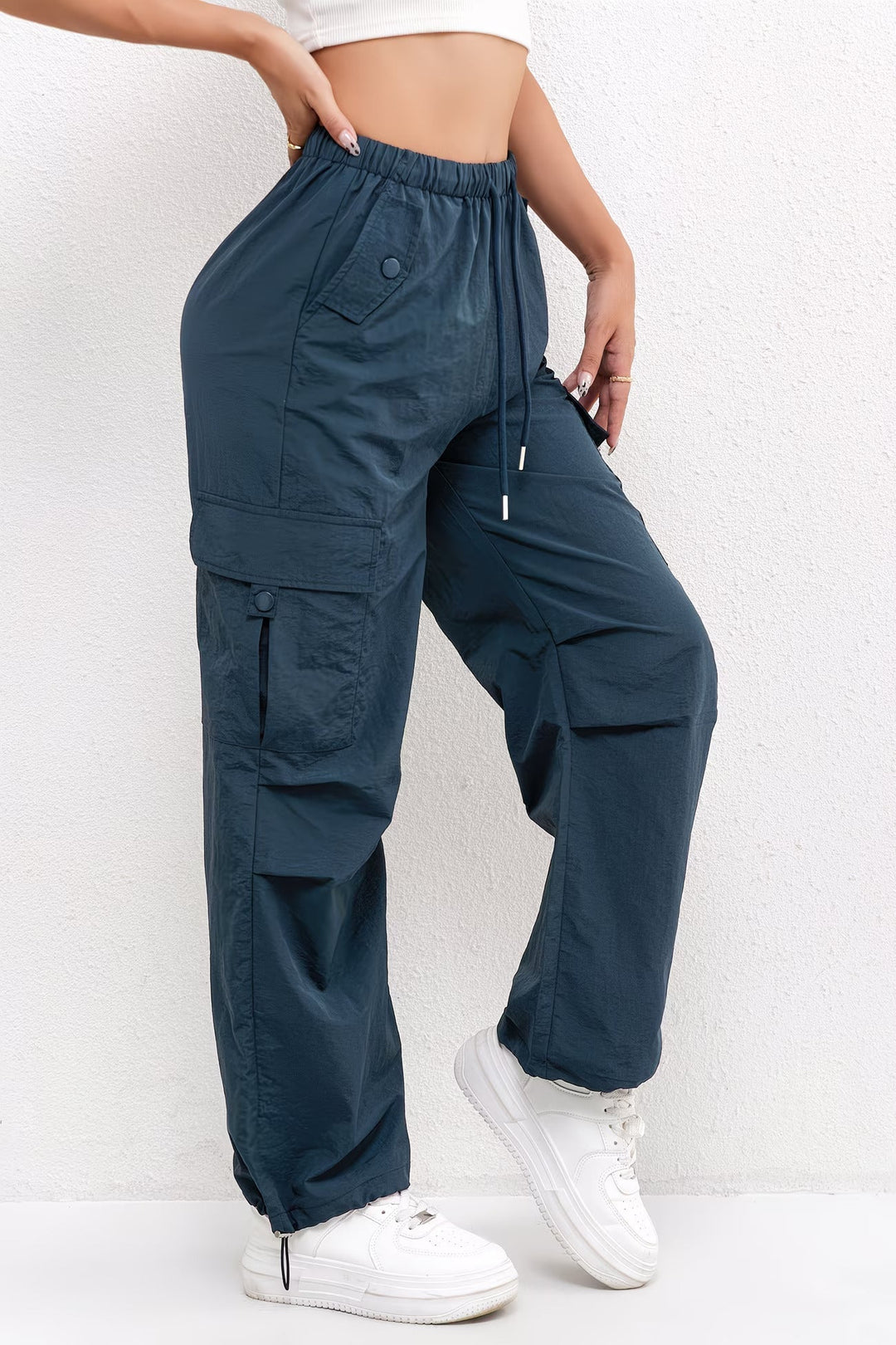 Rachel | Women's Cargo Pocket Drawstring Casual Pants