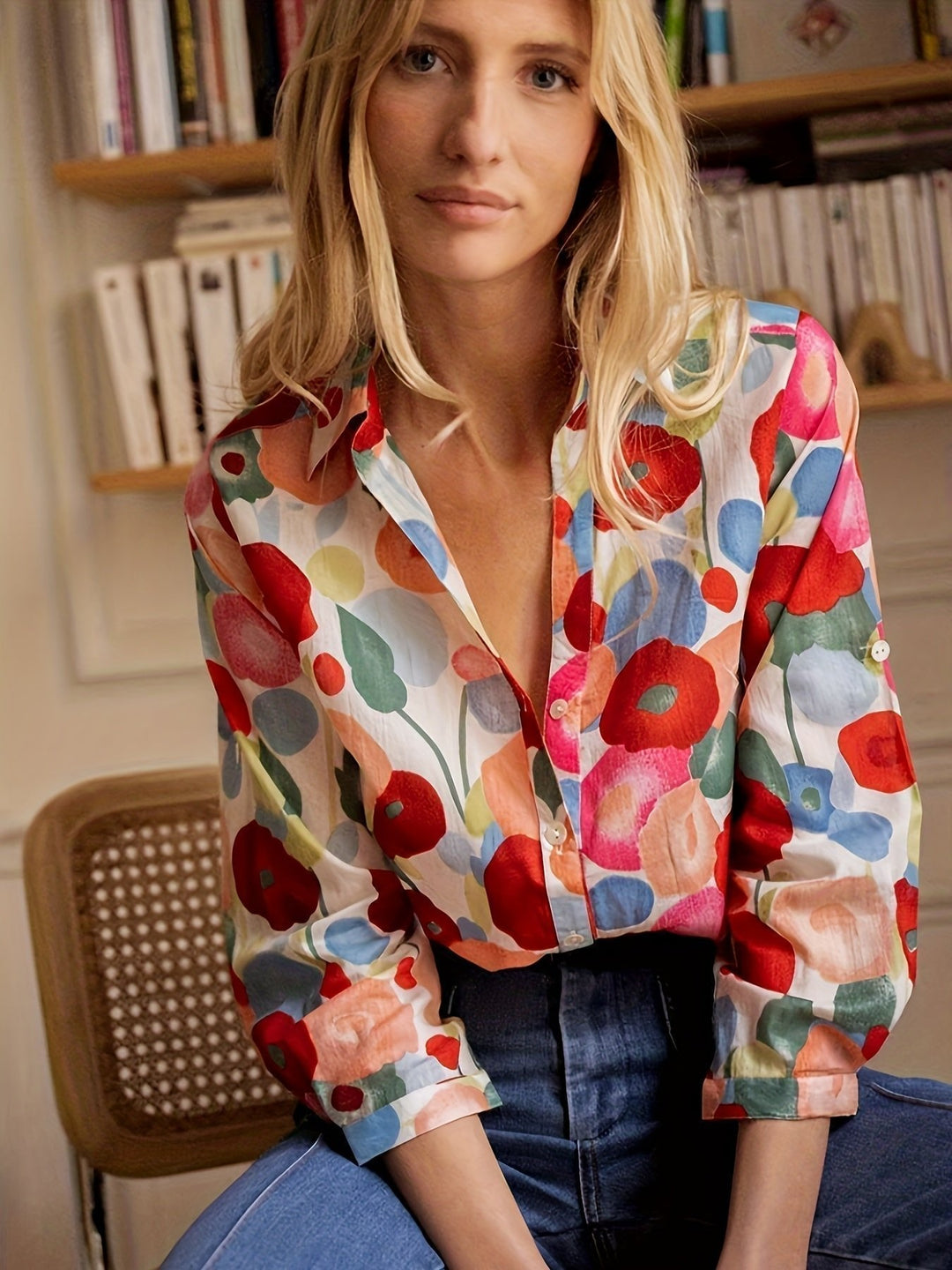 Isla | Women's Floral Blouse Long Sleeve Button-Down Shirt