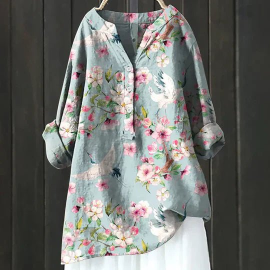 Willow | Women's Floral Blouse Relaxed Fit Long Sleeve
